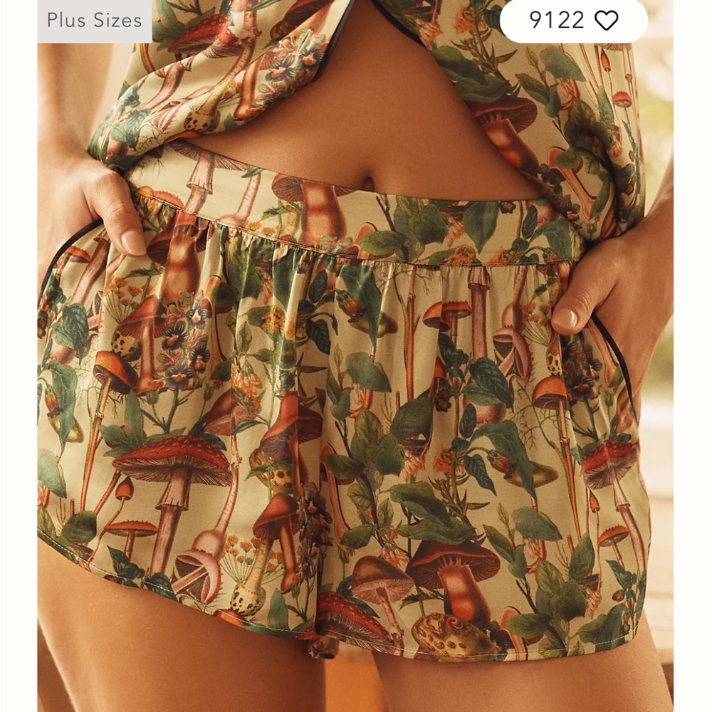 NWT Anthropologie Mushroom Print Sleep Shorts - Multicolor